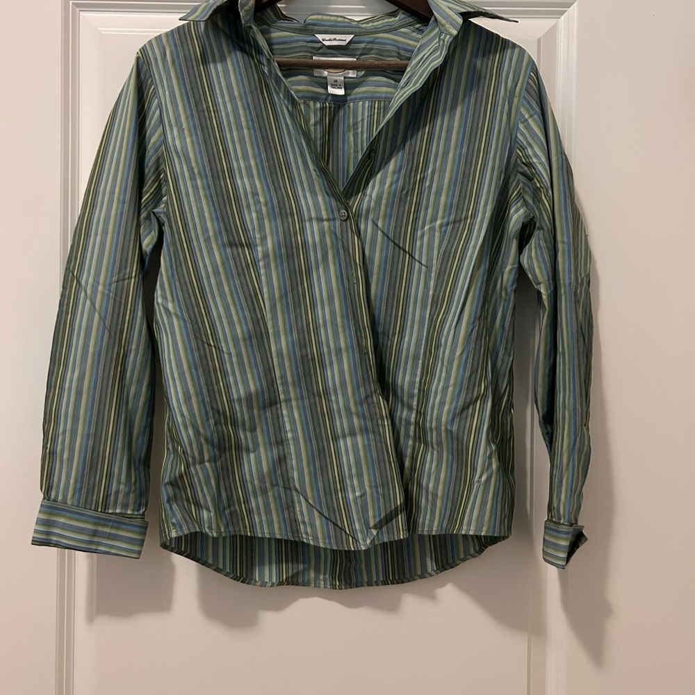 Talbots Blue and Green Striped Shirt